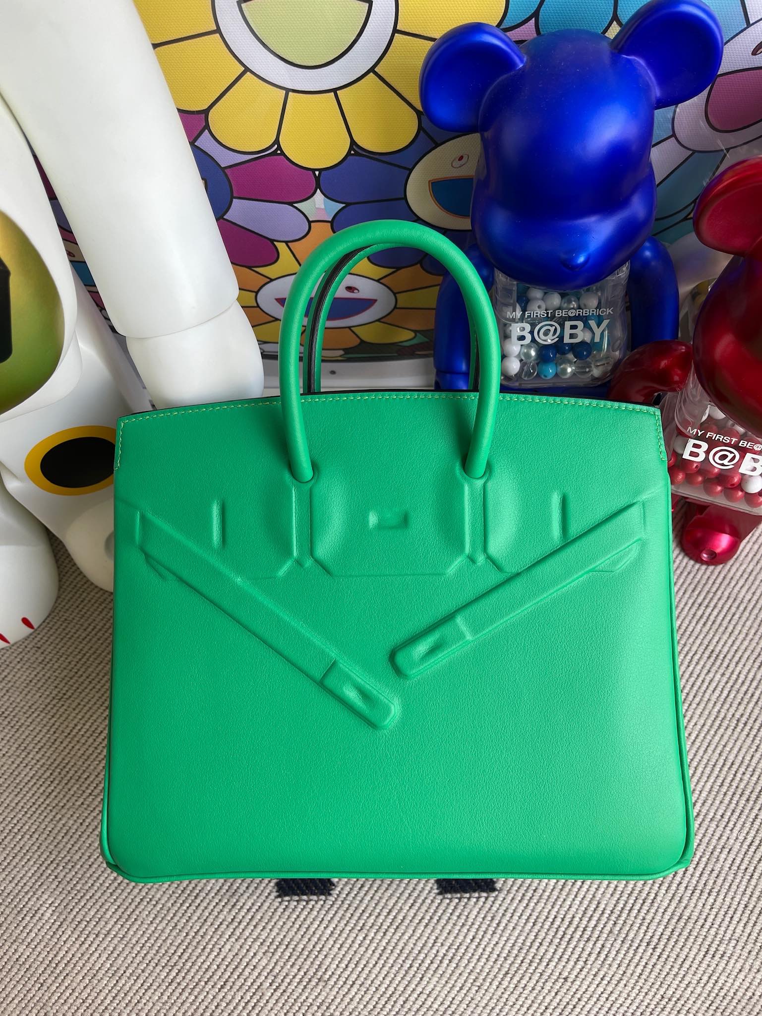 Birkin 25cm Shadow Swift Phantom 6W Mint Green Fully Handmade Wax Thread Phw Stock - Image 6