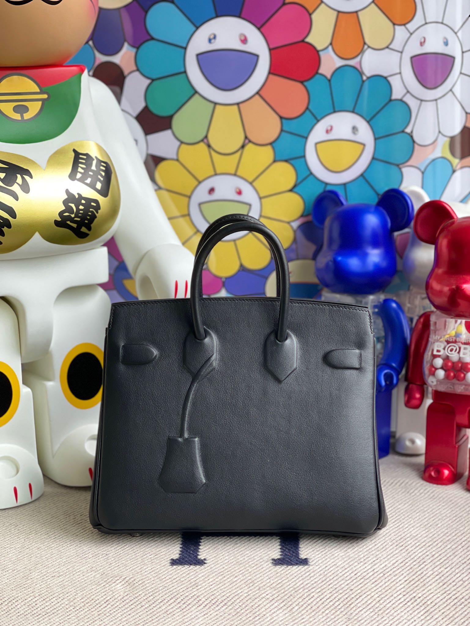 Birkin 25cm Shadow Swift Phantom Ck89 Black Noir Fully Handmade Wax Thread Phw Stock - Image 5