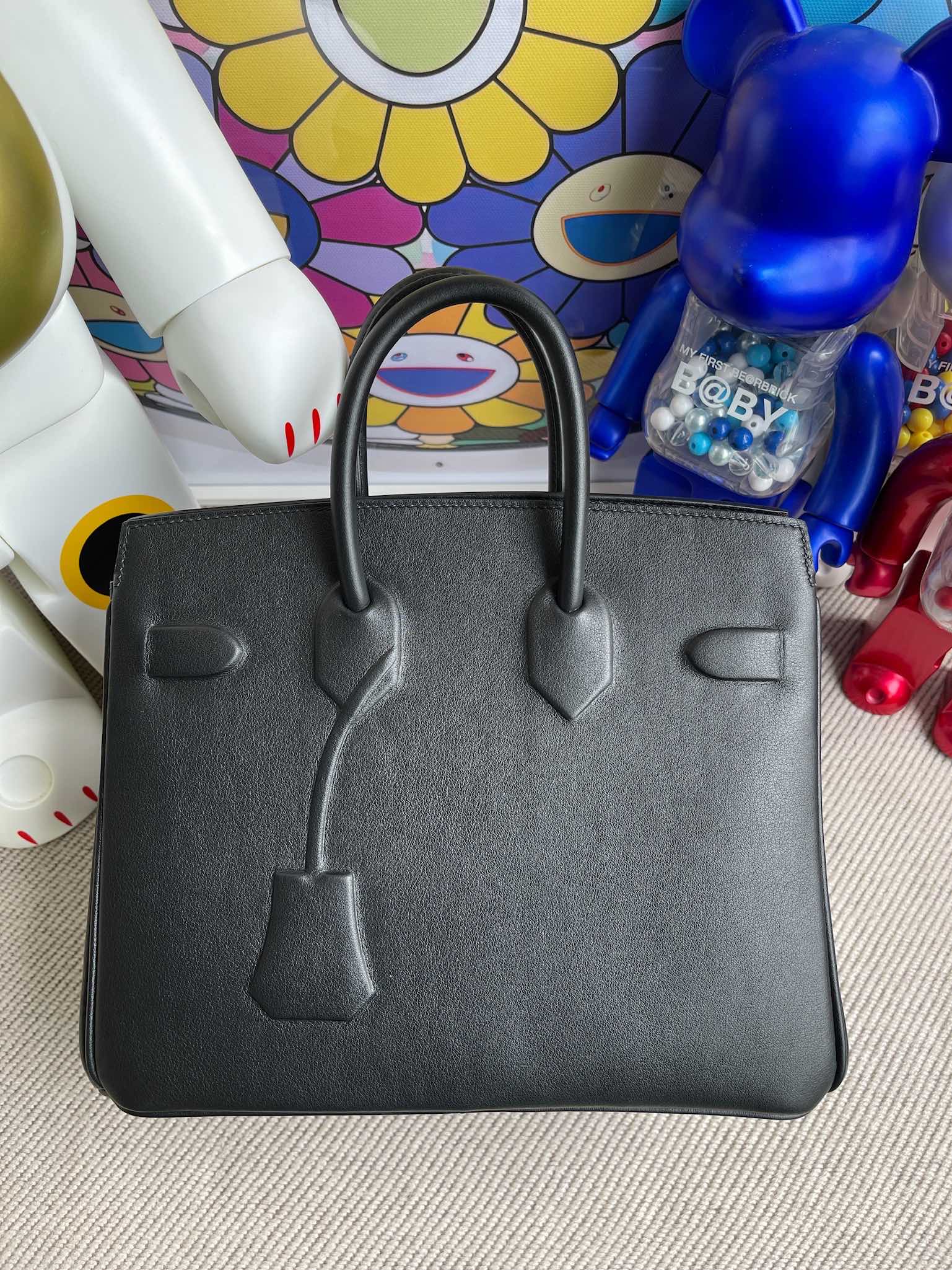 Birkin 25cm Shadow Swift Phantom Ck89 Black Noir Fully Handmade Wax Thread Phw Stock - Image 9