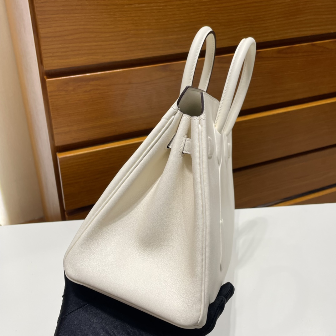 Birkin 25cm Shadow Swift Phantom I2 Cream White Nate Fully Handmade Wax Seam Phw Customized✈️ - Image 2
