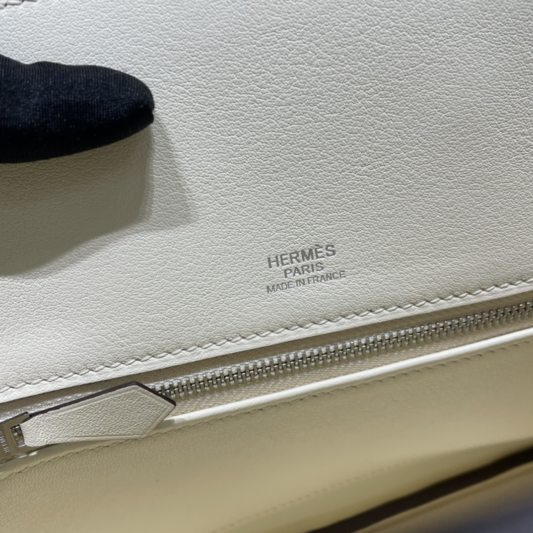 Birkin 25cm Shadow Swift Phantom I2 Cream White Nate Fully Handmade Wax Seam Phw Customized✈️ - Image 7