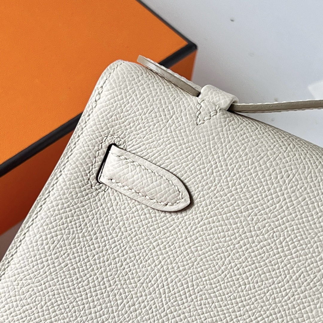 Kelly Pochette 22cm Epsom 10 milkshake white Craie gold buckle fully handmade wax stitching Ghw - Image 5