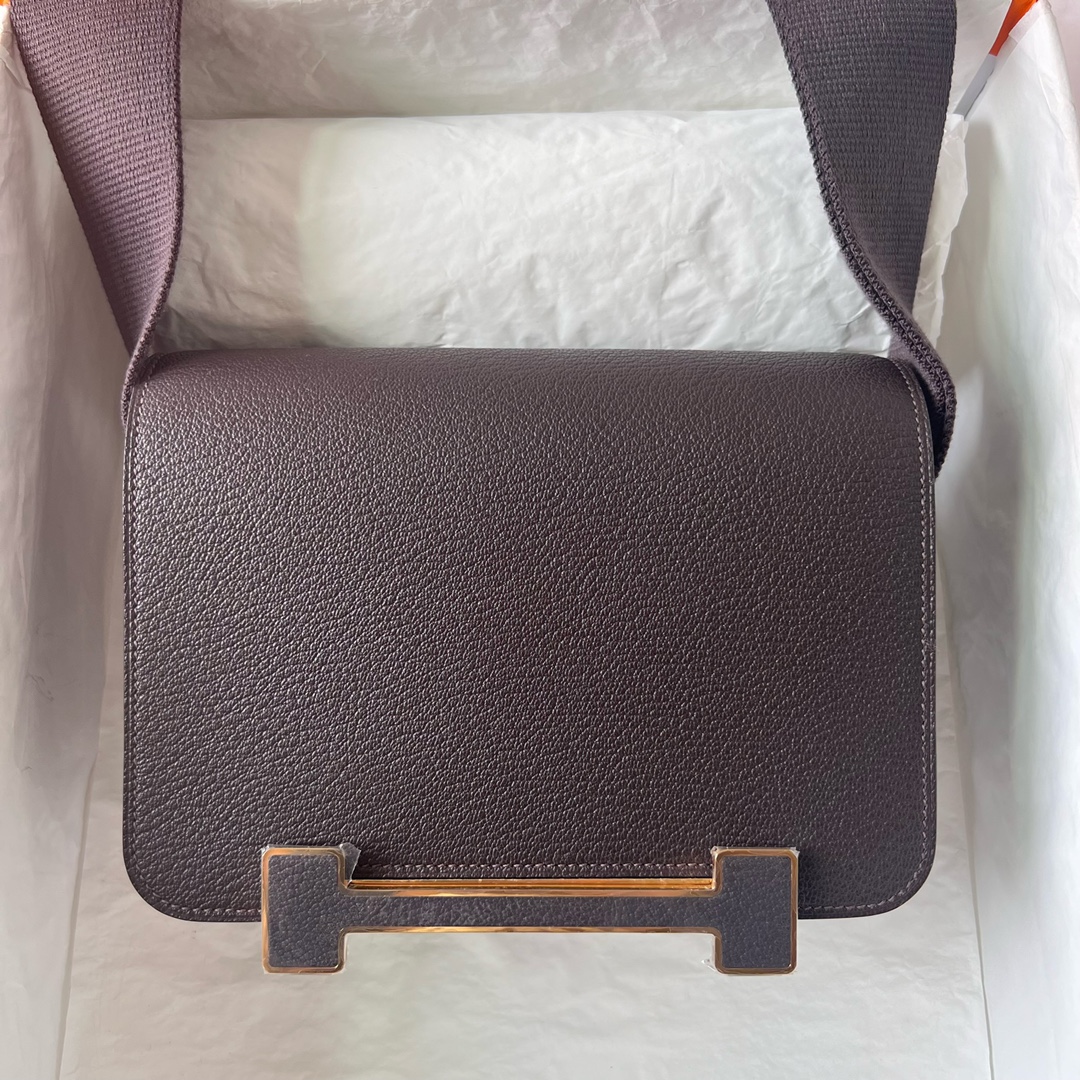 Geta 20cm Chevre imported goatskin 0G saddle red gold buckle fully handmade wax thread sewing Ghw Stock - Image 9