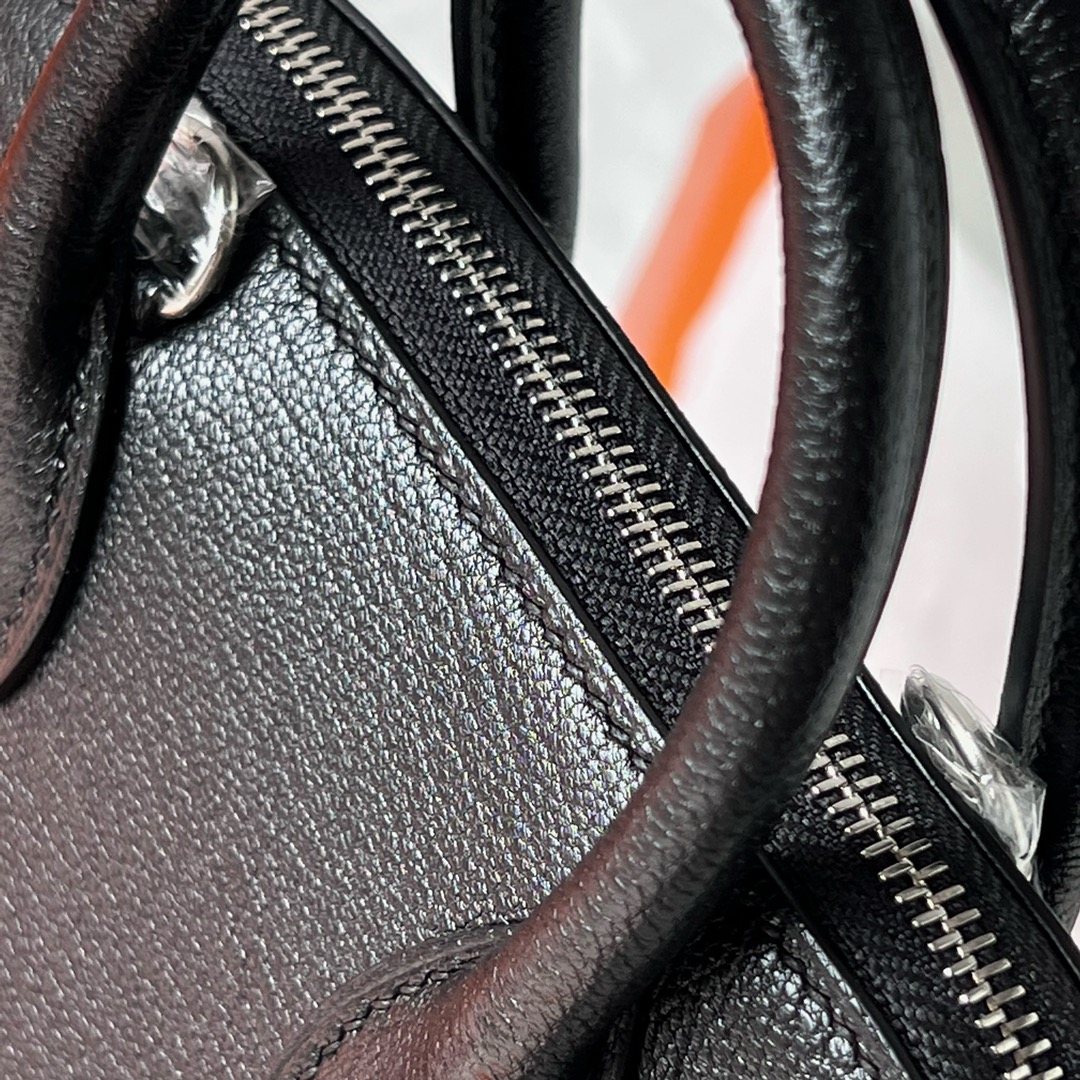 Mini Bolide 20cm Chevre imported goatskin Ck89 black silver buckle fully handmade wax stitching Phw Stock - Image 3