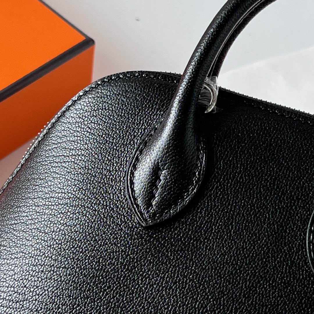 Mini Bolide 20cm Chevre imported goatskin Ck89 black silver buckle fully handmade wax stitching Phw Stock - Image 2