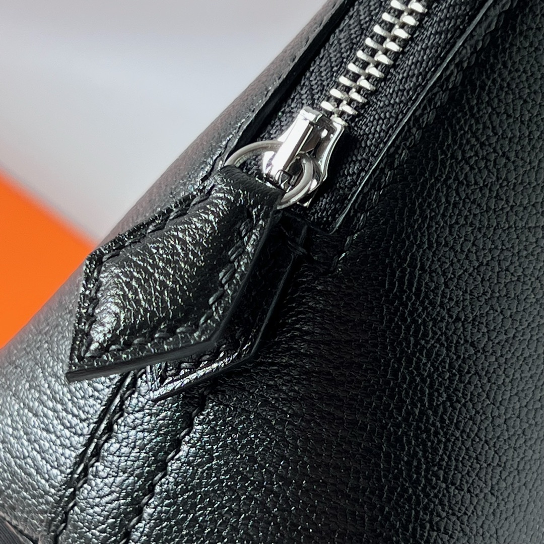 Mini Bolide 20cm Chevre imported goatskin Ck89 black silver buckle fully handmade wax stitching Phw Stock - Image 4