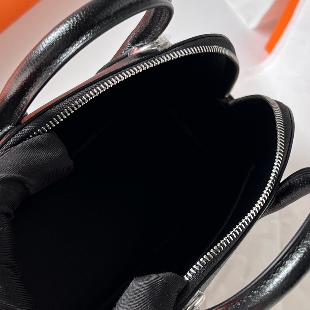 Mini Bolide 20cm Chevre imported goatskin Ck89 black silver buckle fully handmade wax stitching Phw Stock - Image 6
