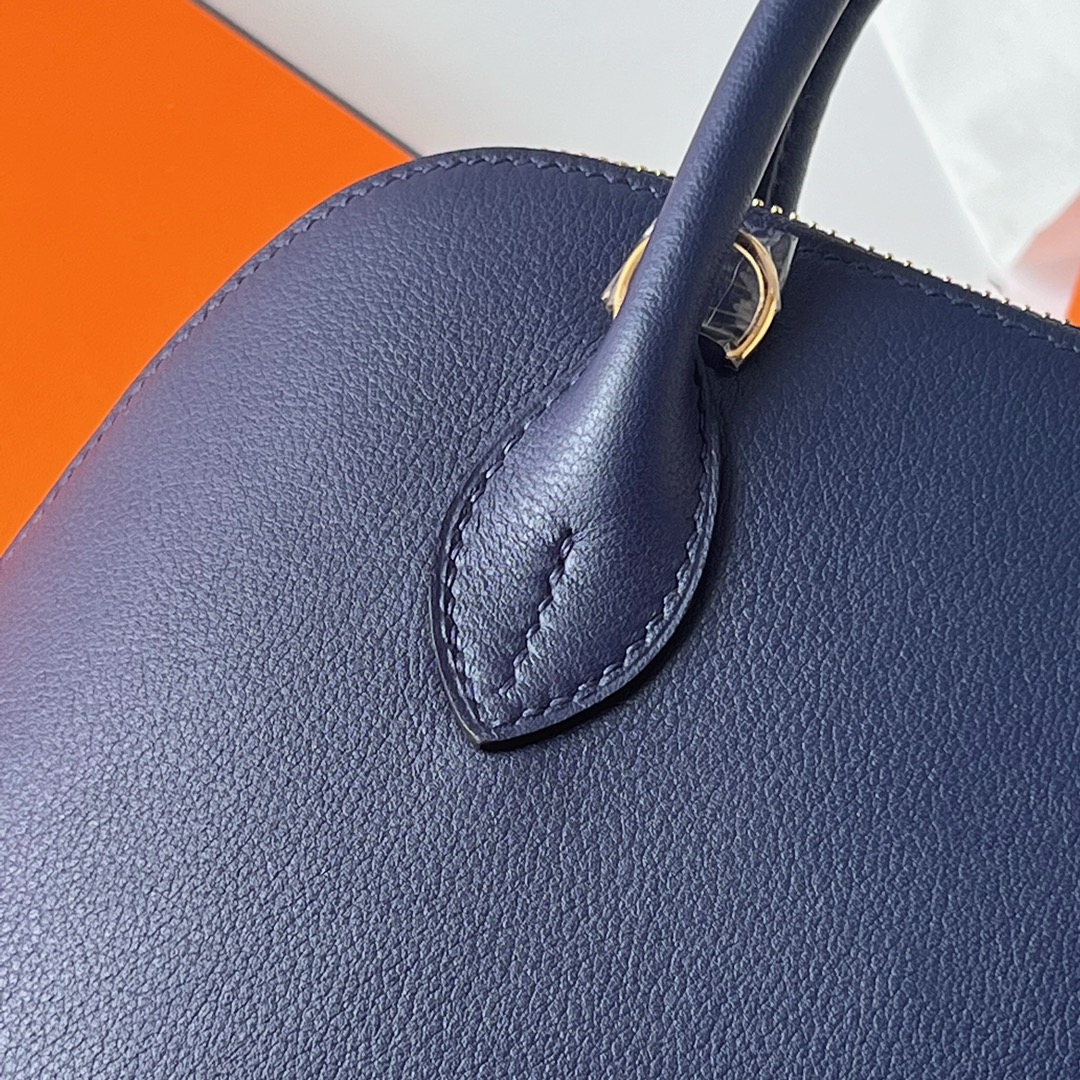 Bolide 25cm Evercolor 73 sapphire blue inner spelled i7 glazed blue gold buckle fully handmade wax stitching Ghw customized✈️ - Image 3