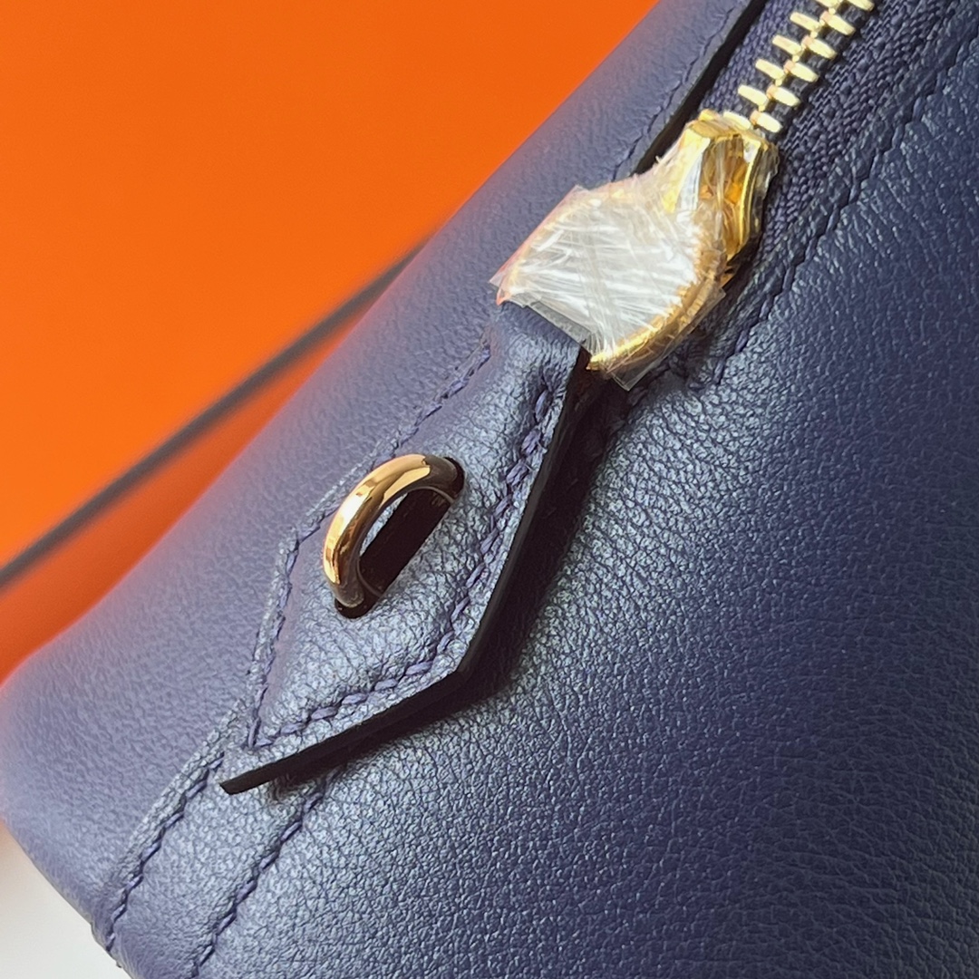 Bolide 25cm Evercolor 73 sapphire blue inner spelled i7 glazed blue gold buckle fully handmade wax stitching Ghw customized✈️ - Image 6