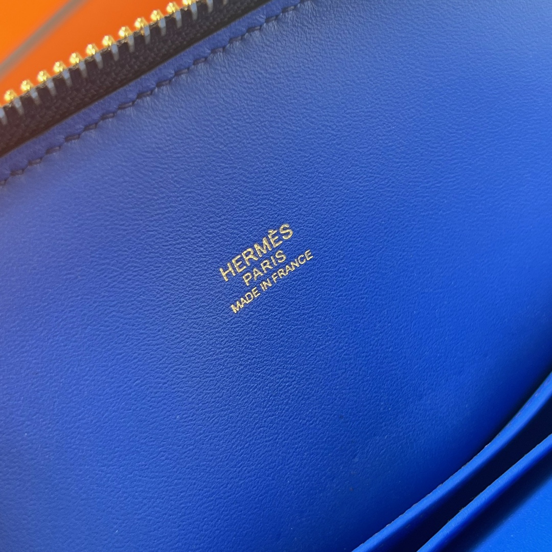 Bolide 25cm Evercolor 73 sapphire blue inner spelled i7 glazed blue gold buckle fully handmade wax stitching Ghw customized✈️ - Image 7