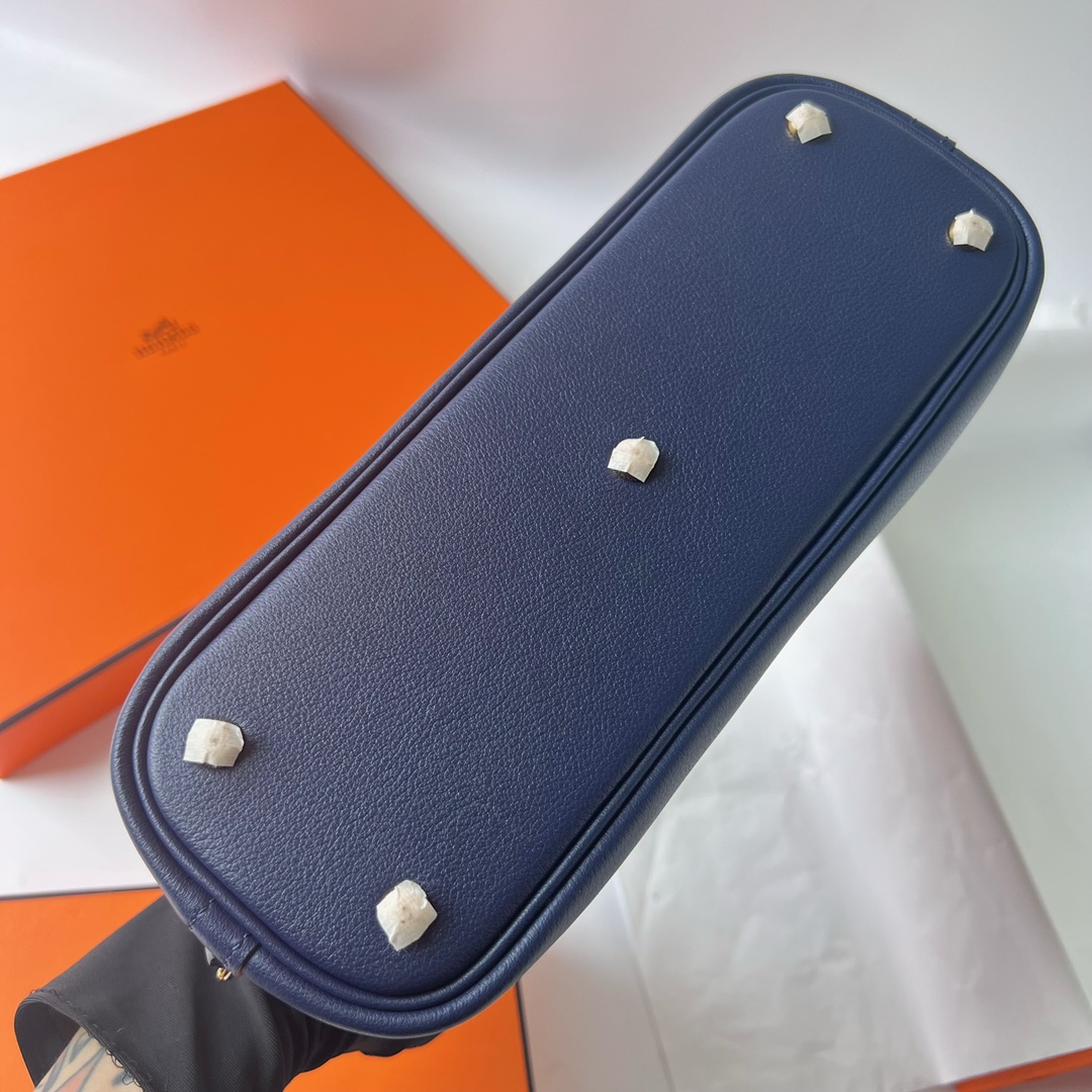 Bolide 25cm Evercolor 73 sapphire blue inner spelled i7 glazed blue gold buckle fully handmade wax stitching Ghw customized✈️ - Image 9