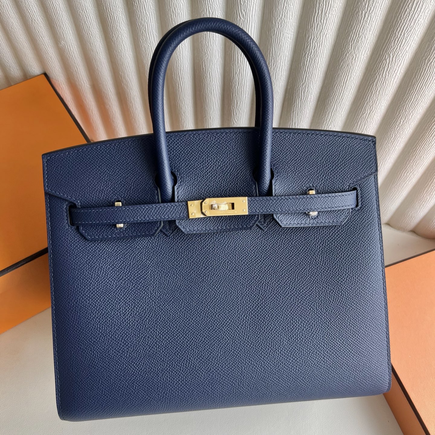 Birkin 25cm Sellier Epsom Color: 73 sapphire blue, fully handmade wax stitching Customized✈️