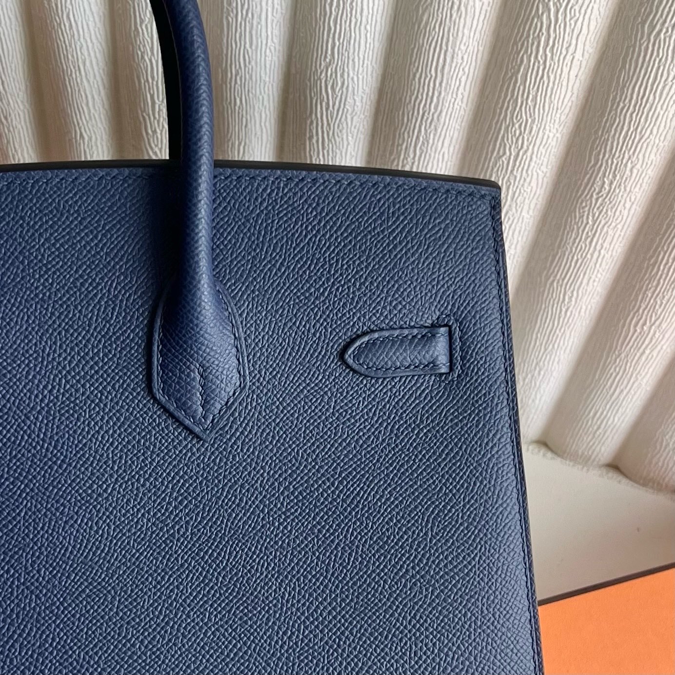Birkin 25cm Sellier Epsom Color: 73 sapphire blue, fully handmade wax stitching Customized✈️ - Image 6