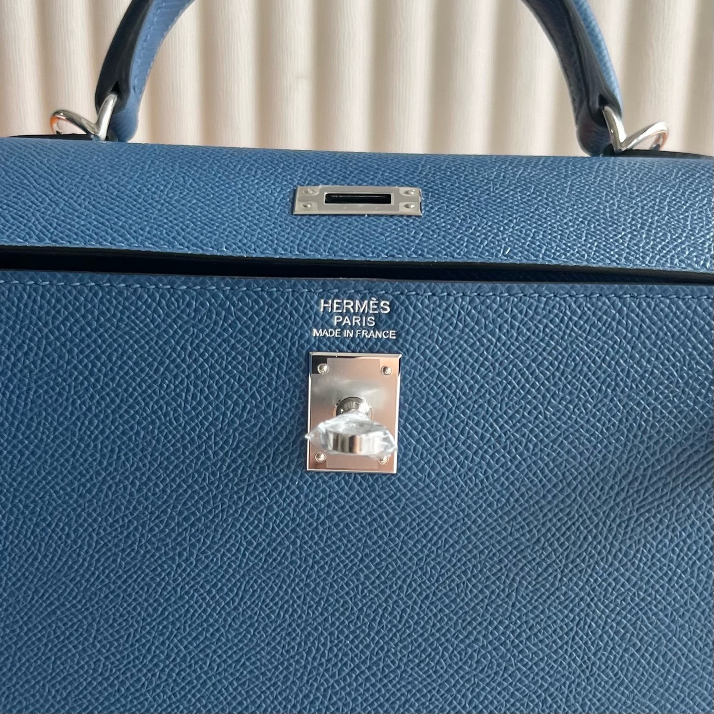 Kelly 25cm Epsom Color: R2 Blue Agate, agate blue, fully handmade wax stitching Phw customized✈️ - Image 8