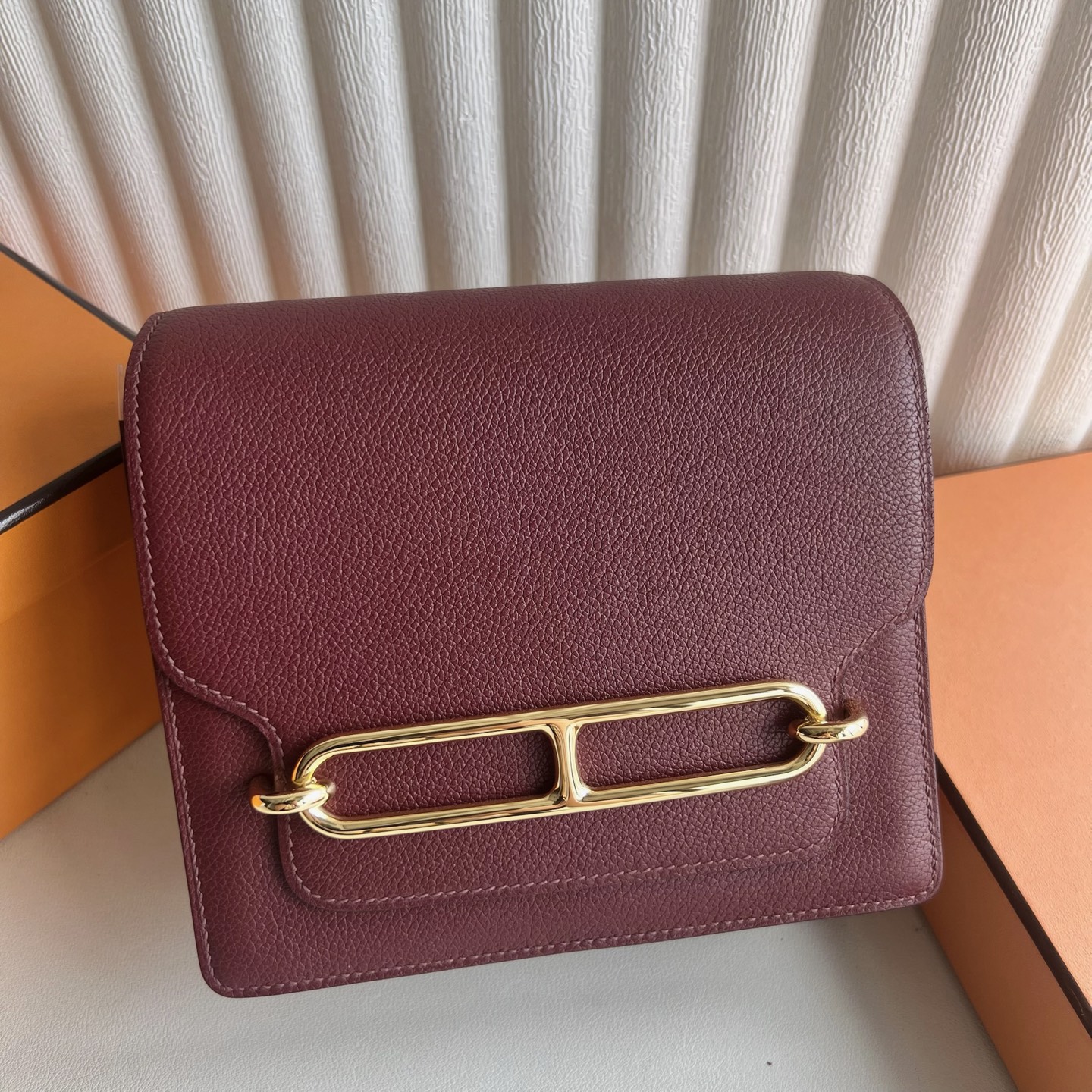 Spot Roulis 18cm original imported Evercolor Color: 55 Hermes Red Rouge H Ghw Fully handmade wax thread sewing gold buckle Stock