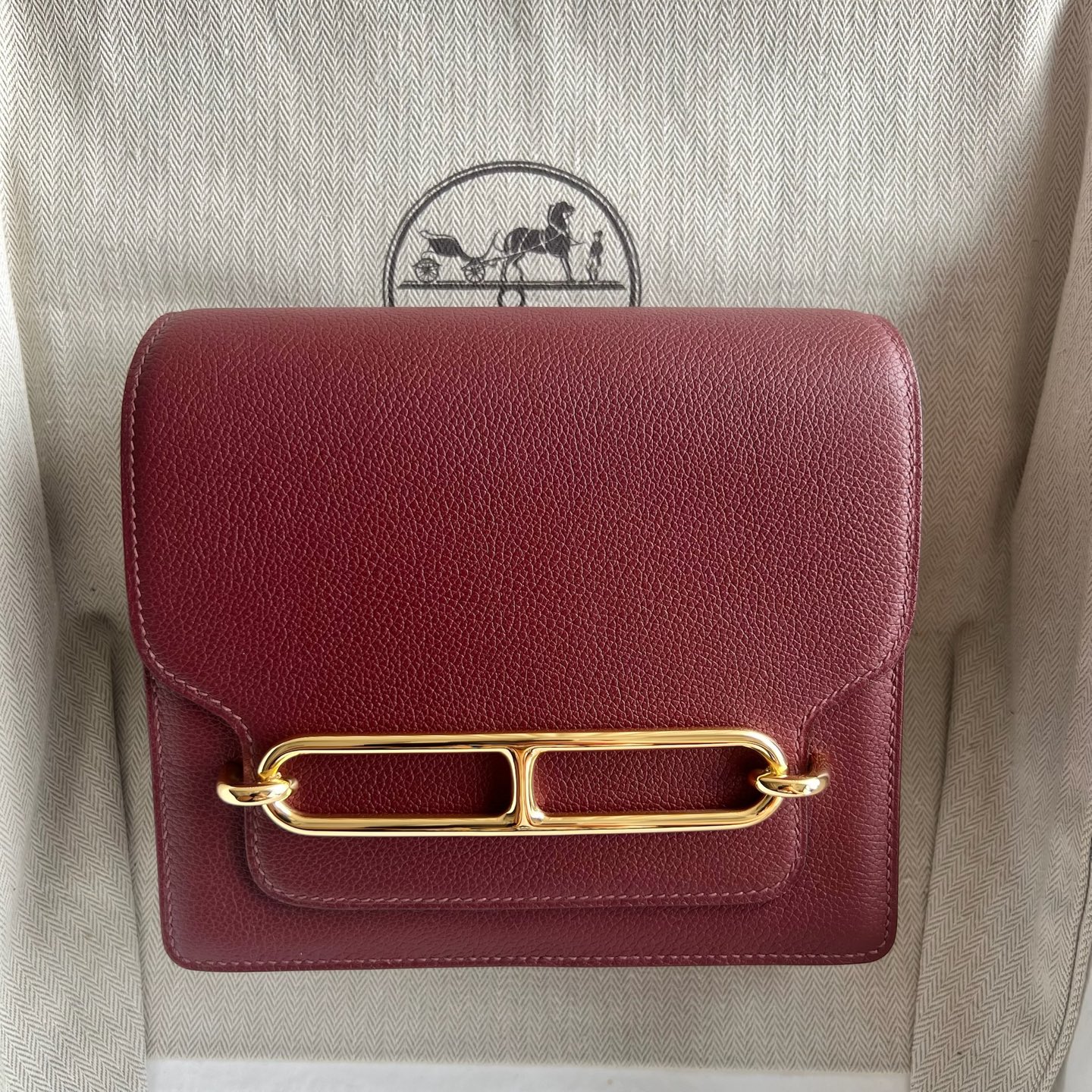 Spot Roulis 18cm original imported Evercolor Color: 55 Hermes Red Rouge H Ghw Fully handmade wax thread sewing gold buckle Stock - Image 11