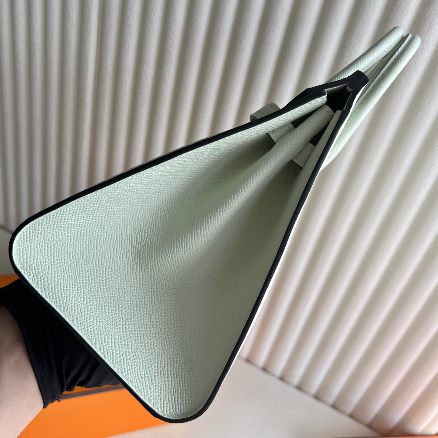 Birkin 25cm Sellier Epsom Original imported from Germany palm print Color: 0S Bubble Green Vert Fizz Phw Fully handmade wax stitching Silver buckle customized✈️ - Image 3
