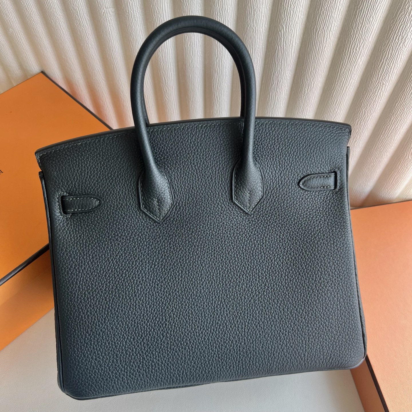 Birkin 25cm Togo original calfskin imported from Germany Color: 6O cypress green Vert Cypres fully handmade wax stitching Silver buckle customized✈️ - Image 4