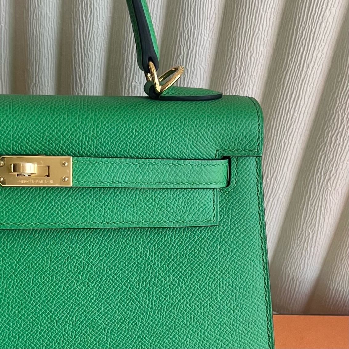 Spot Kelly 25cm Epsom Color: 1L cactus green Cactus gold buckle, fully handmade wax thread sewing Ghw Stock - Image 2