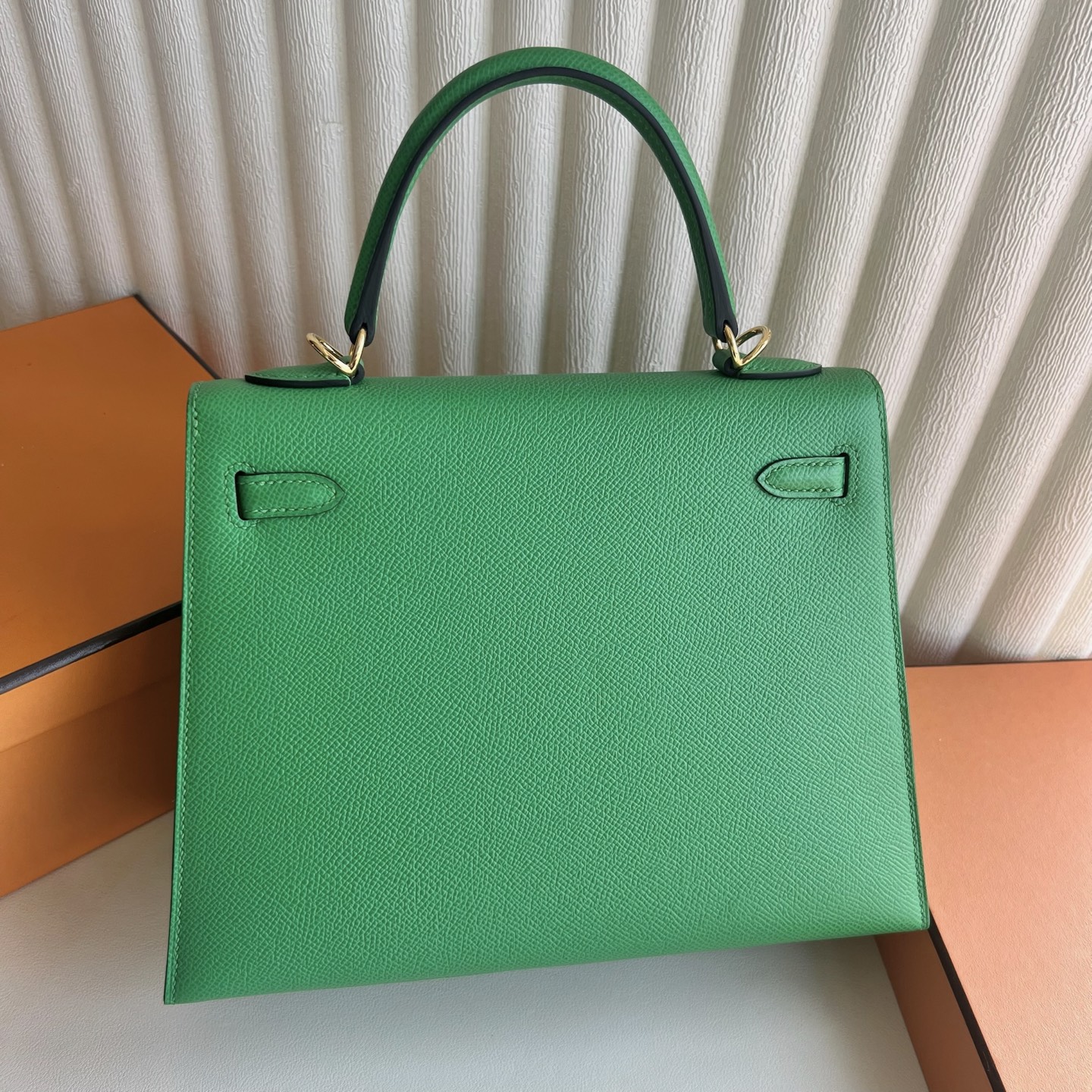 Spot Kelly 25cm Epsom Color: 1L cactus green Cactus gold buckle, fully handmade wax thread sewing Ghw Stock - Image 4