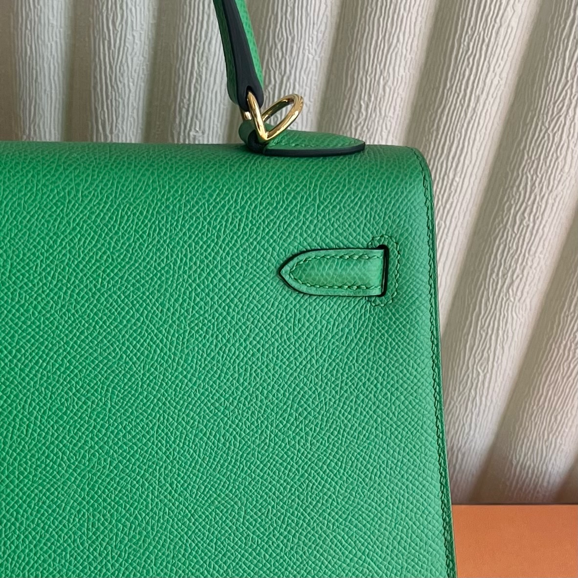 Spot Kelly 25cm Epsom Color: 1L cactus green Cactus gold buckle, fully handmade wax thread sewing Ghw Stock - Image 5