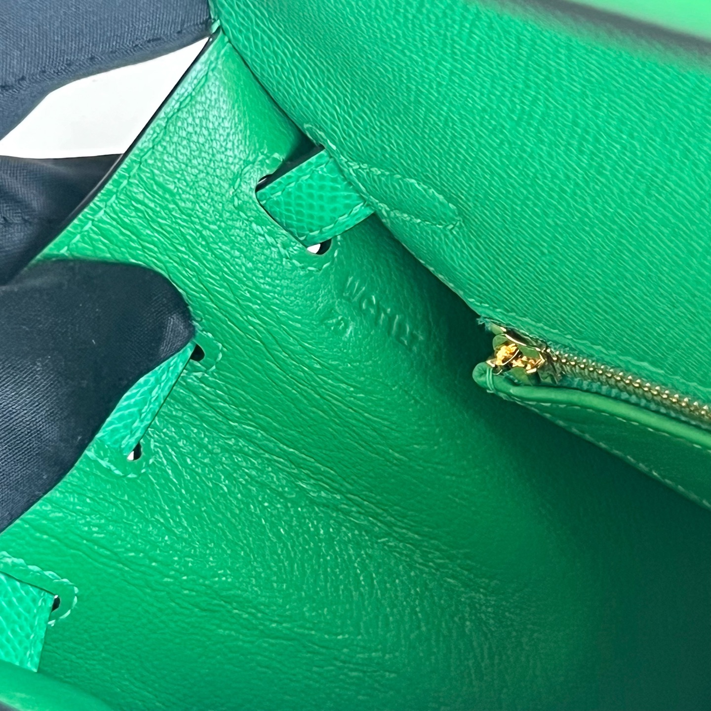 Spot Kelly 25cm Epsom Color: 1L cactus green Cactus gold buckle, fully handmade wax thread sewing Ghw Stock - Image 8