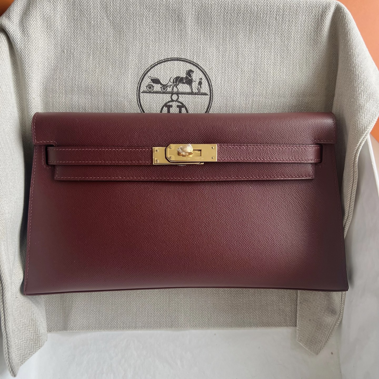 Kelly Elan 27cm Madame Color: CC55 Hermès red Rouge H gold buckle Fully handmade wax stitching, customized✈️ - Image 10