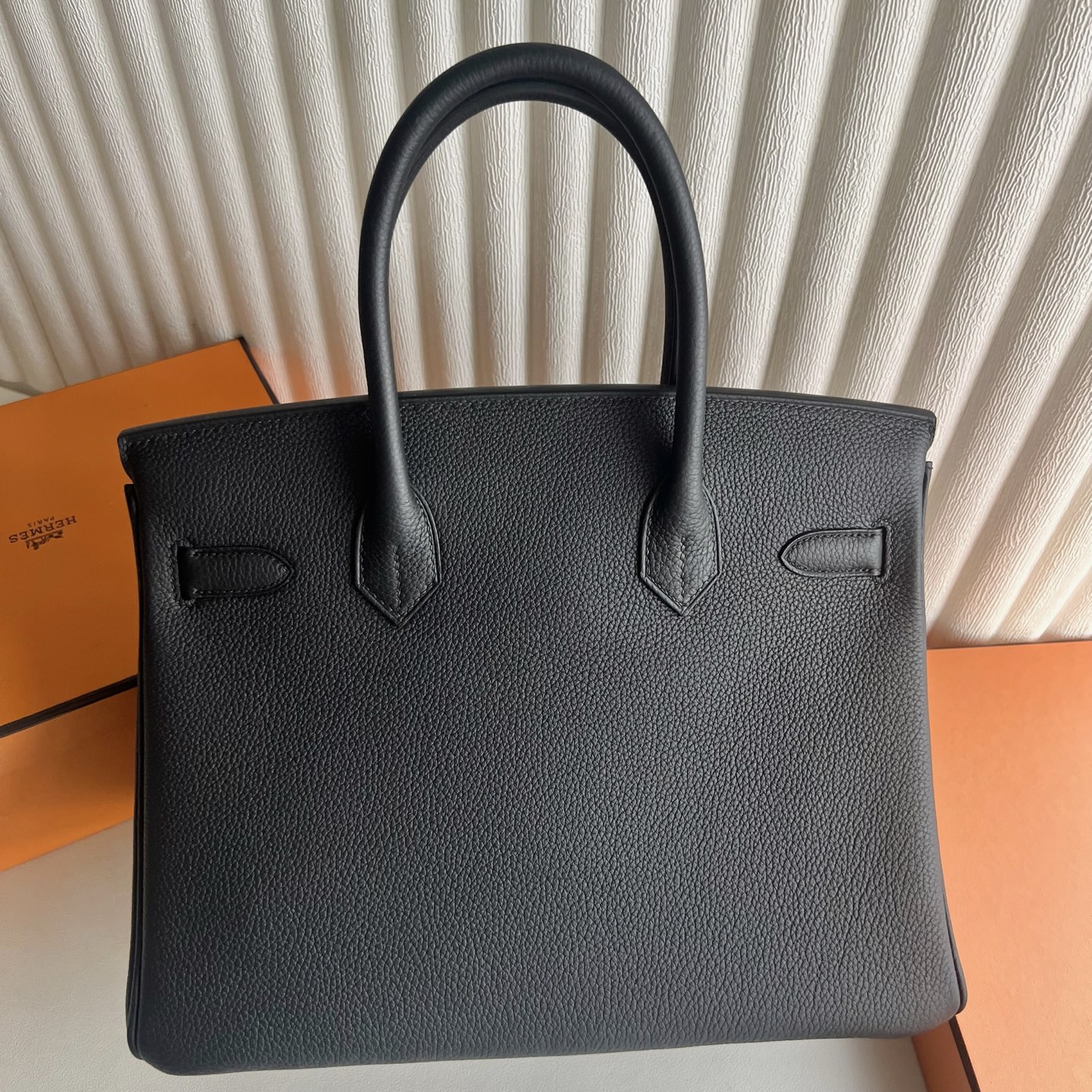 Birkin 30cm Togo original calfskin imported from Germany Color: Ck89 black Noir fully handmade wax thread sewing Original hardware hand-engraved Gold buckle customized✈️ - Image 5