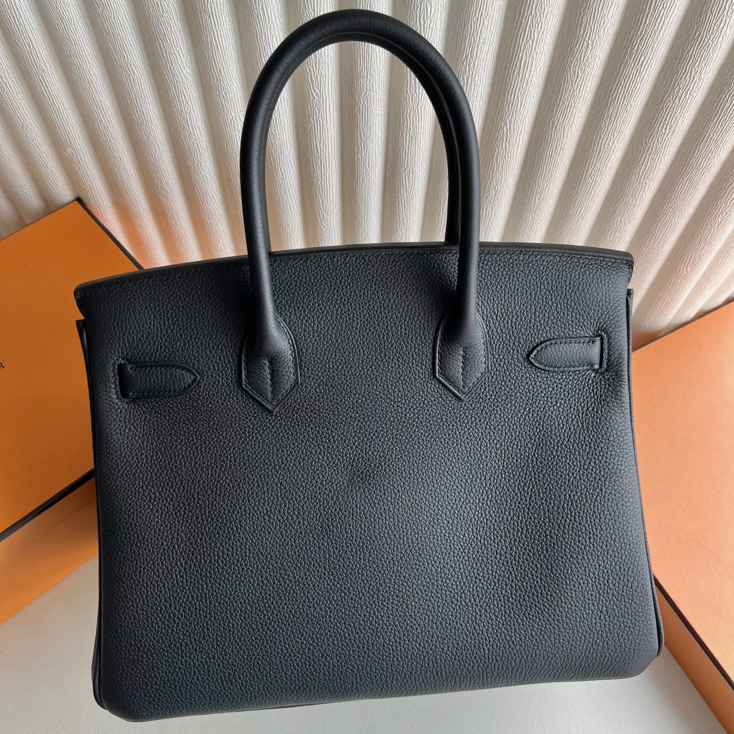 Birkin 30cm Togo original calfskin imported from Germany Color: Ck89 black Noir fully handmade wax thread sewing Original hardware hand-engraved silver buckle customized✈️ - Image 2