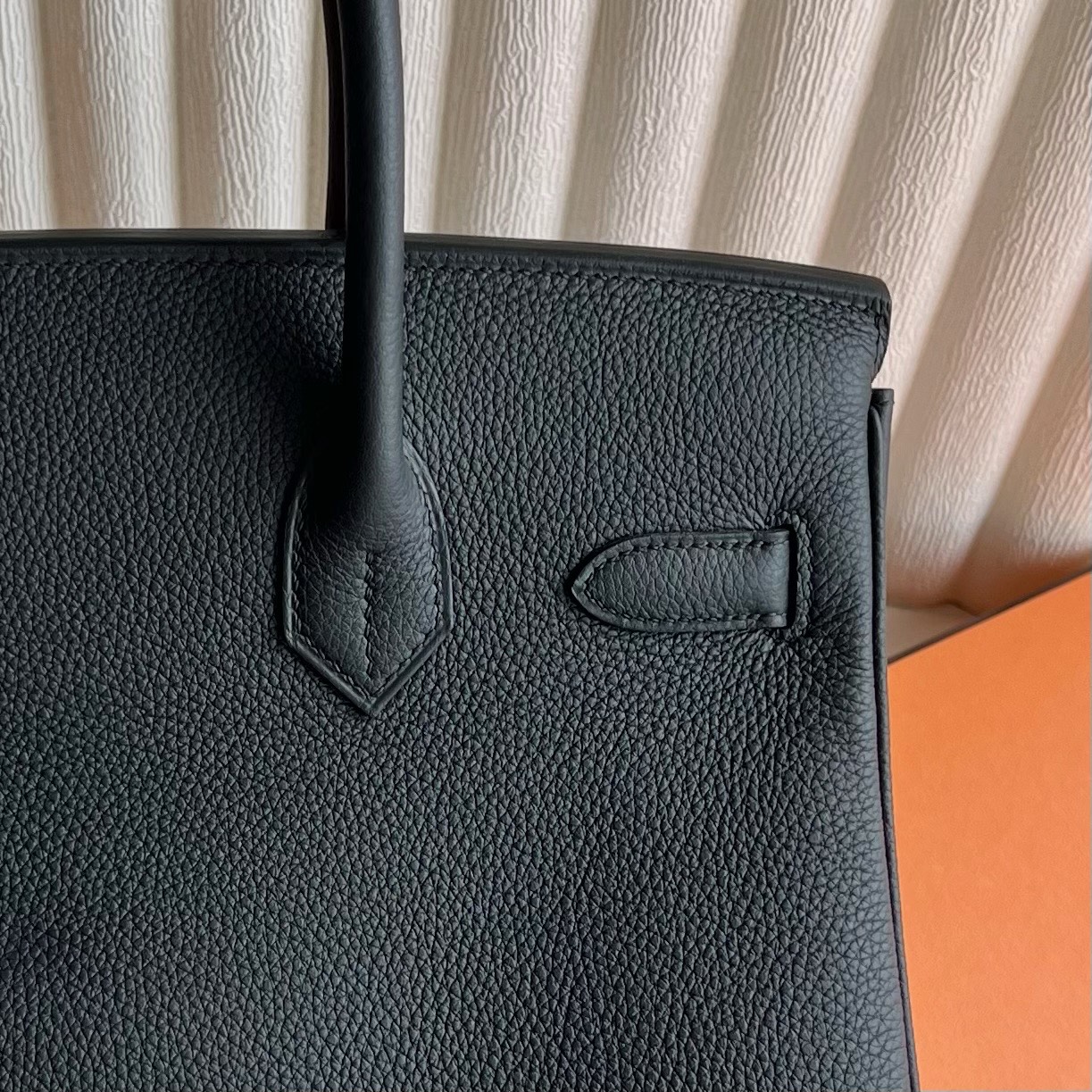 Birkin 30cm Togo original calfskin imported from Germany Color: Ck89 black Noir fully handmade wax thread sewing Original hardware hand-engraved silver buckle customized✈️ - Image 3