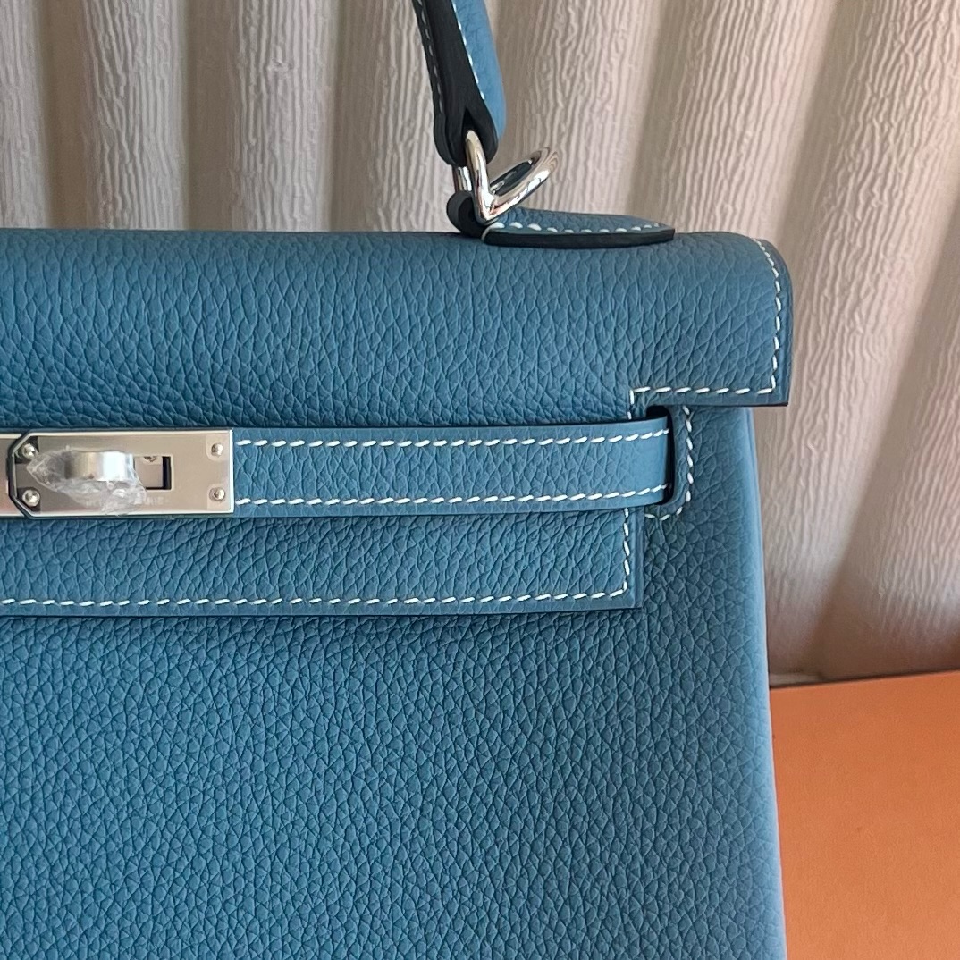 Kelly 25cm Togo original calfskin imported from Germany Color: D2 new denim blue, silver buckle, fully handmade wax stitching Phw customized✈️ - Image 2