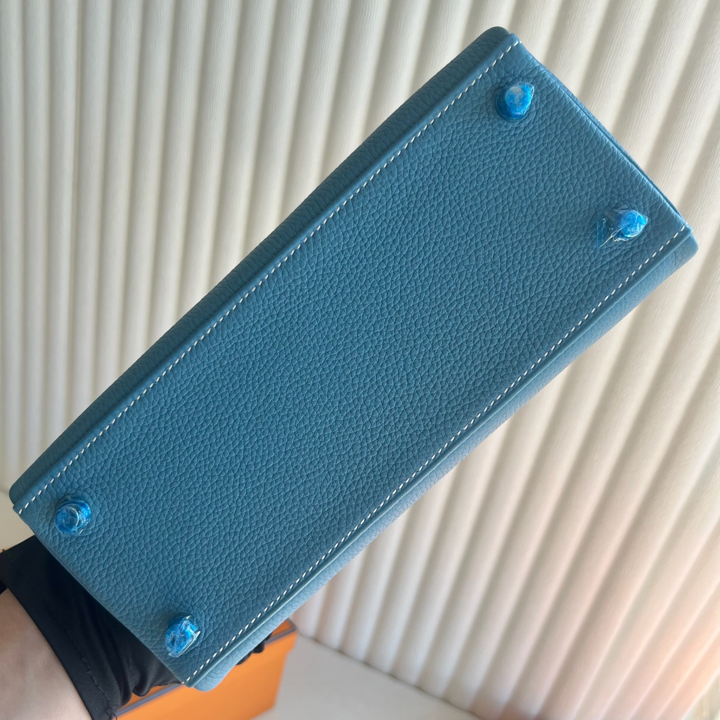 Kelly 25cm Togo original calfskin imported from Germany Color: D2 new denim blue, silver buckle, fully handmade wax stitching Phw customized✈️ - Image 10