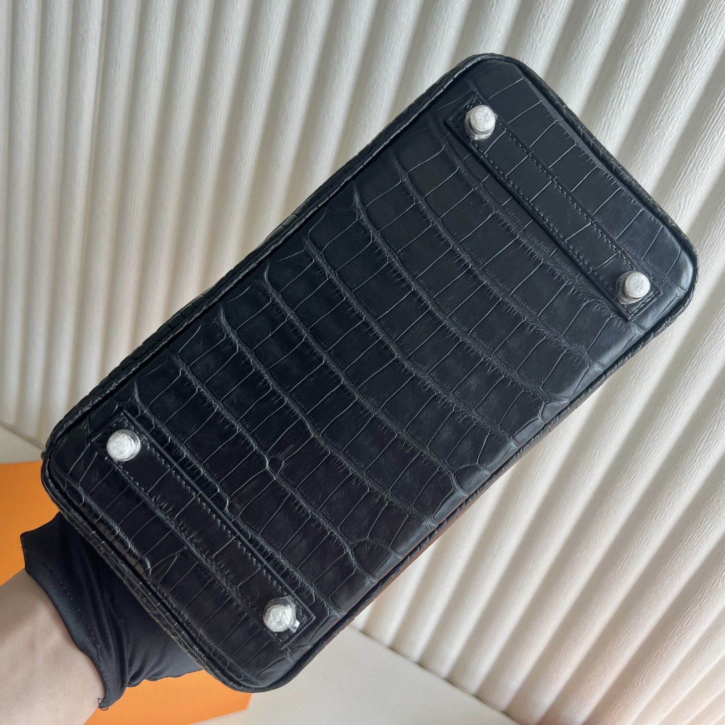 Birkin 25cm matte American alligator Color: Ck89 black Noir silver buckle Matte Alligator Crocodile fully hand-waxed seams Phw customized✈️ - Image 10