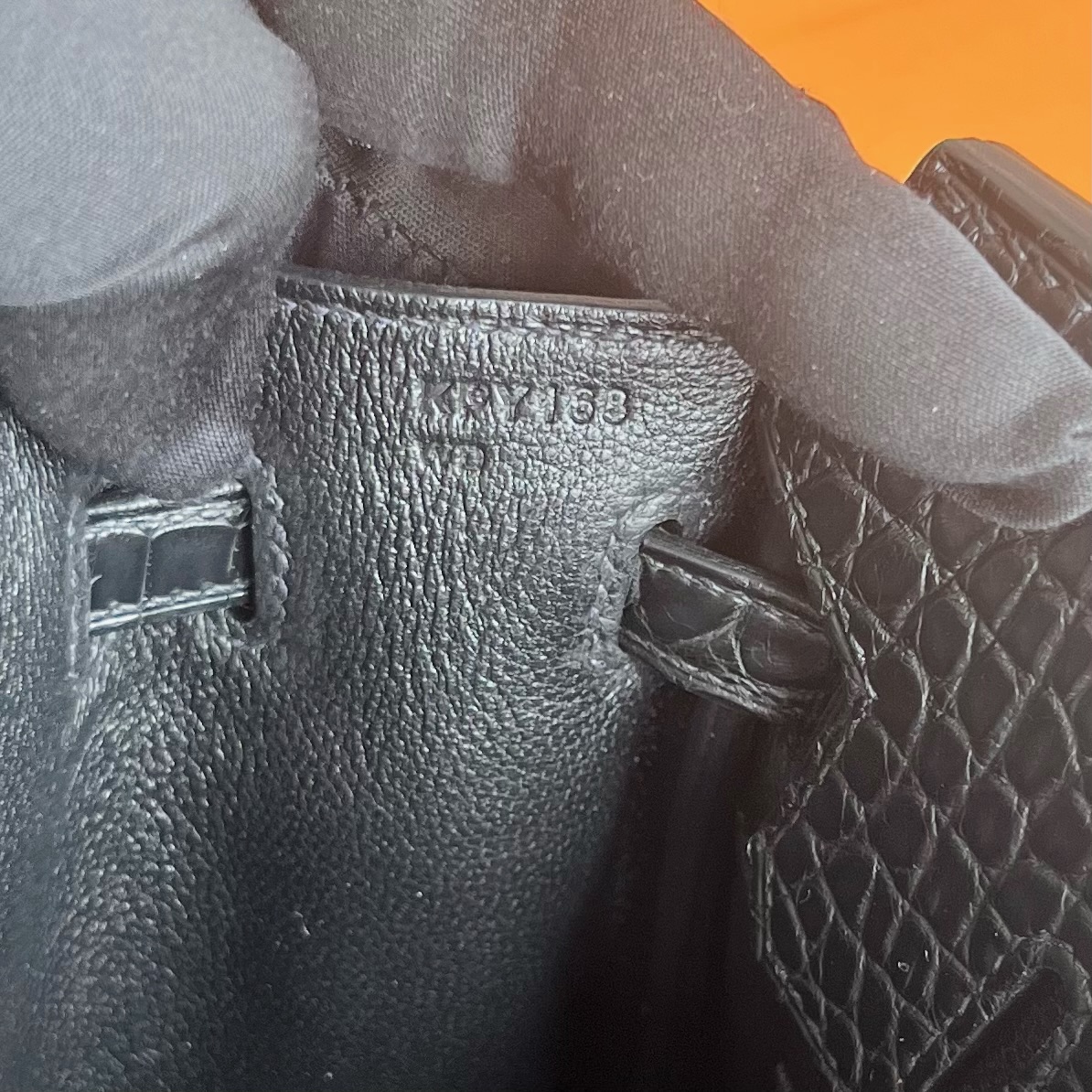 Birkin 25cm Touch Togo/Matte American Alligator Color: 78 navy/89 black Fully handmade wax thread sewing, gold buckle, customized✈️ - Image 8