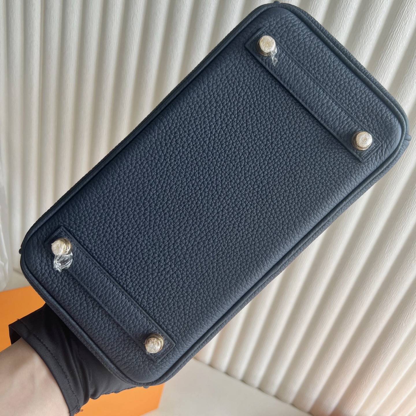Birkin 25cm Touch Togo/Matte American Alligator Color: 78 navy/89 black Fully handmade wax thread sewing, gold buckle, customized✈️ - Image 10