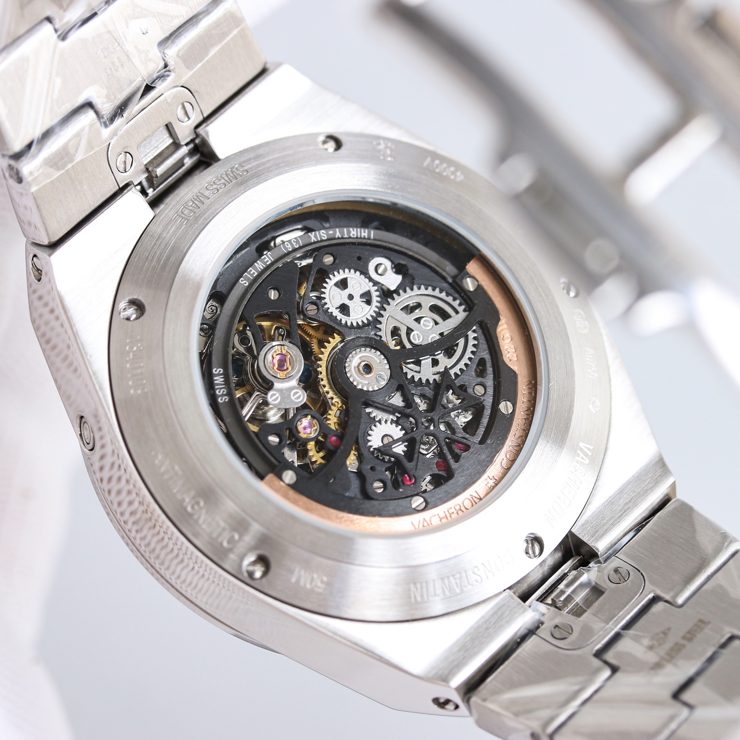 Vacheron Constantin's 4300V New Green Skeleton Perpetual Calendar Multi-Function Watch, with Fashion White Tape/Sunshine Orange Tape Exclusive Fashion Version Equipped with Cal, which is consistent with the original product - Image 8