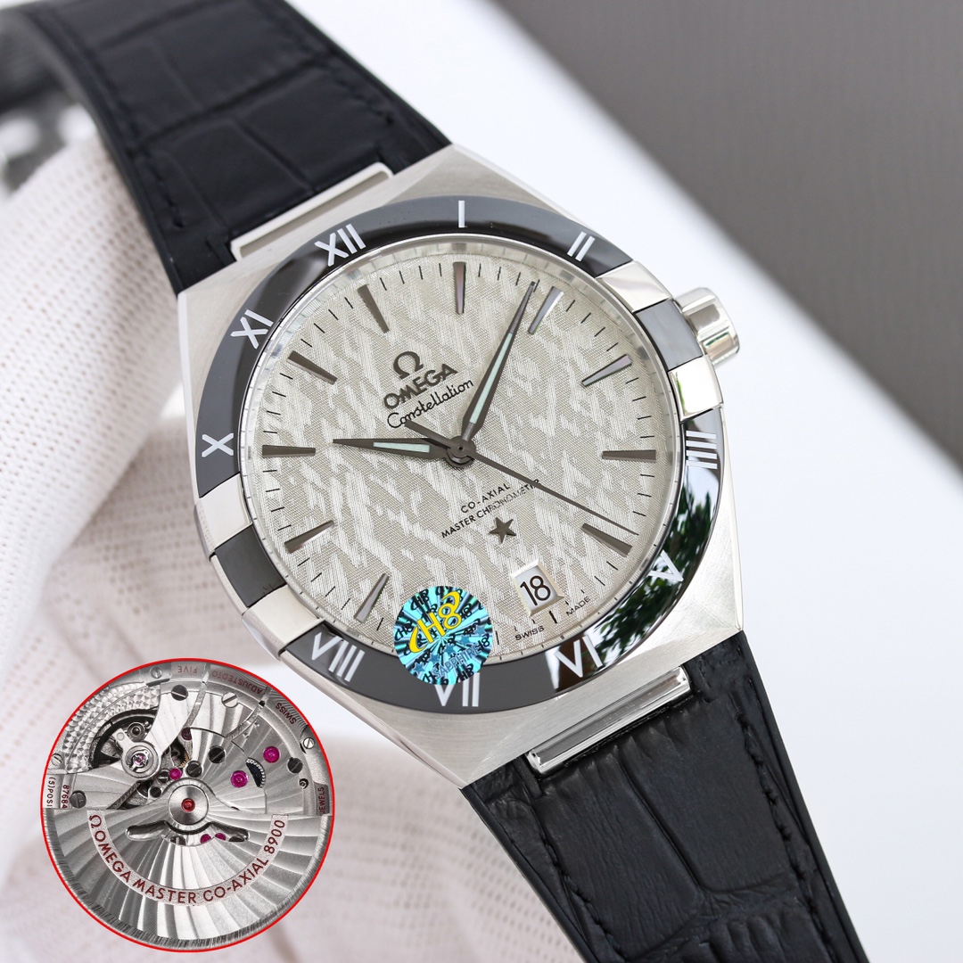 OMEGA OMEGA Star Eternal Constellation Watch Fifth Generation Constellation Ceramic Ring Series! Brand new original size 41MM watch! 1⃣️Upgraded bezel, original and uniformly polished imported ceramic bezel, the scale adopts platinum electroplating process, which is durable and does not fade