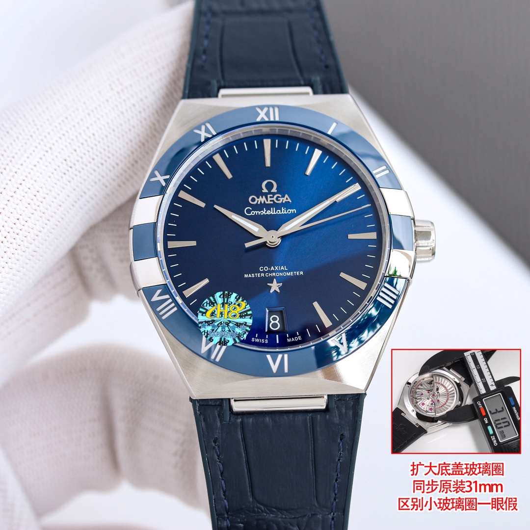 OMEGA OMEGA Star Eternal Constellation Watch Fifth Generation Constellation Ceramic Ring Series! Brand new original size 41MM watch! 1⃣️Upgraded bezel, original and uniformly polished imported ceramic bezel, the scale adopts platinum electroplating process, which is durable and does not fade - Image 5