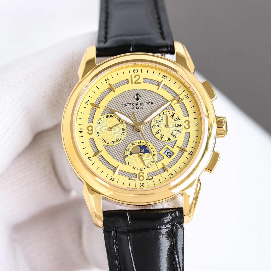 New model on the market 🔥Patek Philippe (actual photo) Patek Philippe is a noble work of art! Equipped with imported 9100 kinetic energy multi-functional 7-pin movement (0 repairs) â‘ Functions (kinetic energy, 24 hours, day of the week, stars, month/moon/sun) imported 316 stainless steel! Paired with Italian imported calfskin! Original folding buckle! ②⌚The dial uses a â•️ 7-pin design with Arabic numerals hidden in the inner ring, the highest version of the function, as a scale, which further shows the luxurious temperament of this watch! ③⌚Size 42mm - Image 2