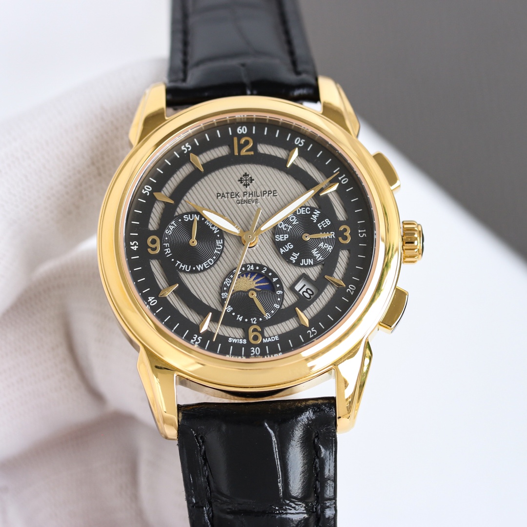 New model on the market 🔥Patek Philippe (actual photo) Patek Philippe is a noble work of art! Equipped with imported 9100 kinetic energy multi-functional 7-pin movement (0 repairs) â‘ Functions (kinetic energy, 24 hours, day of the week, stars, month/moon/sun) imported 316 stainless steel! Paired with Italian imported calfskin! Original folding buckle! ②⌚The dial uses a â•️ 7-pin design with Arabic numerals hidden in the inner ring, the highest version of the function, as a scale, which further shows the luxurious temperament of this watch! ③⌚Size 42mm - Image 4