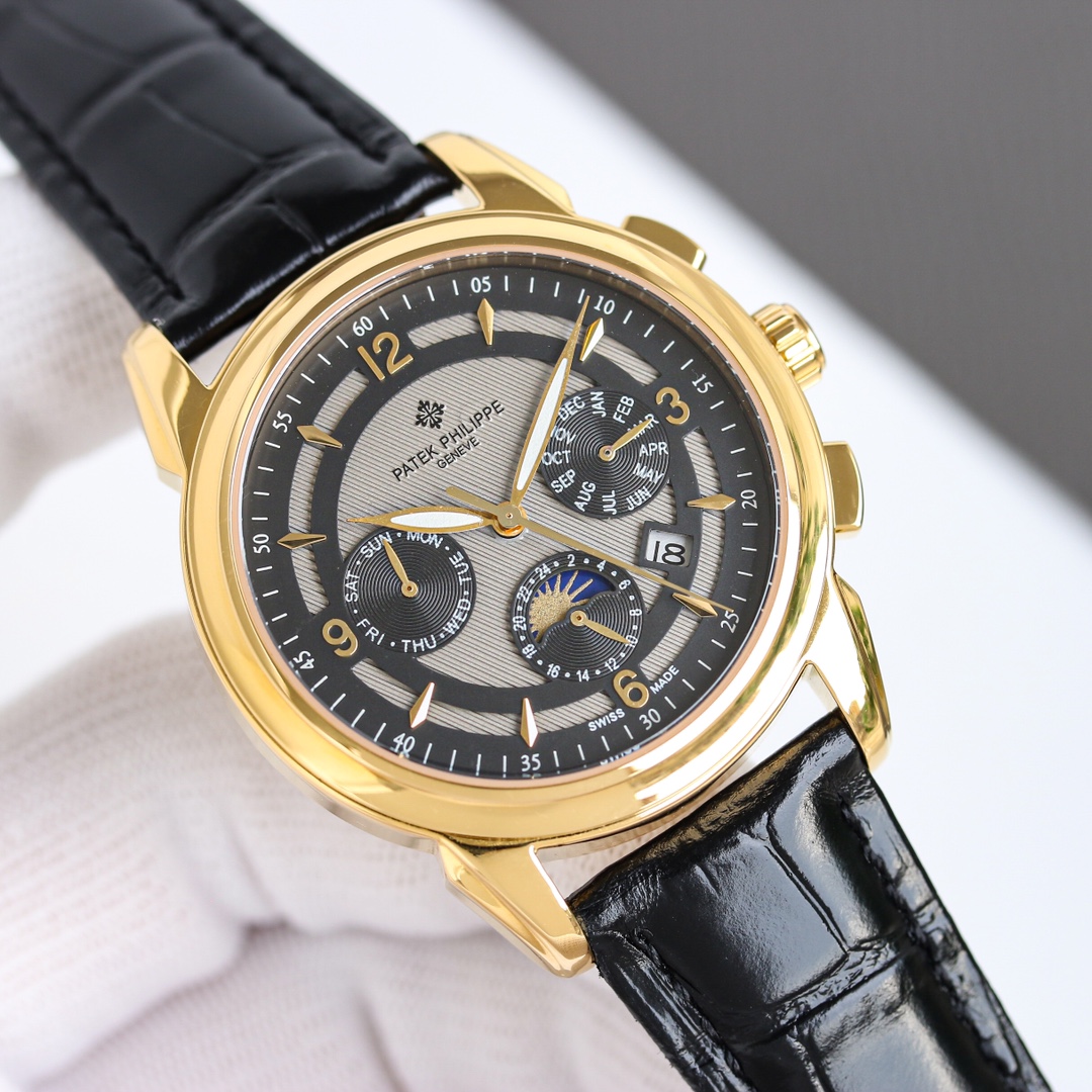 New model on the market 🔥Patek Philippe (actual photo) Patek Philippe is a noble work of art! Equipped with imported 9100 kinetic energy multi-functional 7-pin movement (0 repairs) â‘ Functions (kinetic energy, 24 hours, day of the week, stars, month/moon/sun) imported 316 stainless steel! Paired with Italian imported calfskin! Original folding buckle! ②⌚The dial uses a â•️ 7-pin design with Arabic numerals hidden in the inner ring, the highest version of the function, as a scale, which further shows the luxurious temperament of this watch! ③⌚Size 42mm - Image 3