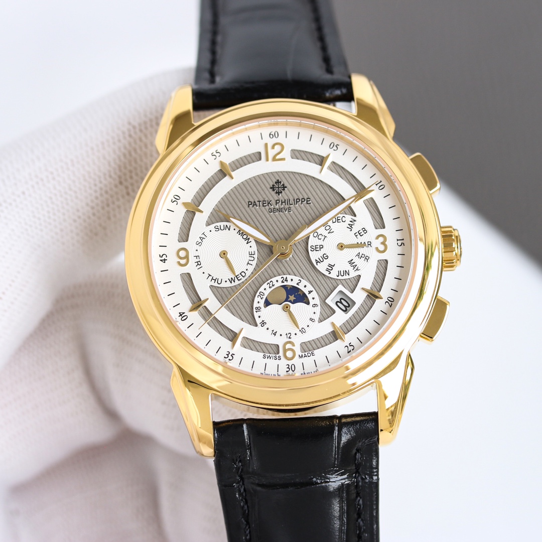 New model on the market 🔥Patek Philippe (actual photo) Patek Philippe is a noble work of art! Equipped with imported 9100 kinetic energy multi-functional 7-pin movement (0 repairs) â‘ Functions (kinetic energy, 24 hours, day of the week, stars, month/moon/sun) imported 316 stainless steel! Paired with Italian imported calfskin! Original folding buckle! ②⌚The dial uses a â•️ 7-pin design with Arabic numerals hidden in the inner ring, the highest version of the function, as a scale, which further shows the luxurious temperament of this watch! ③⌚Size 42mm - Image 6