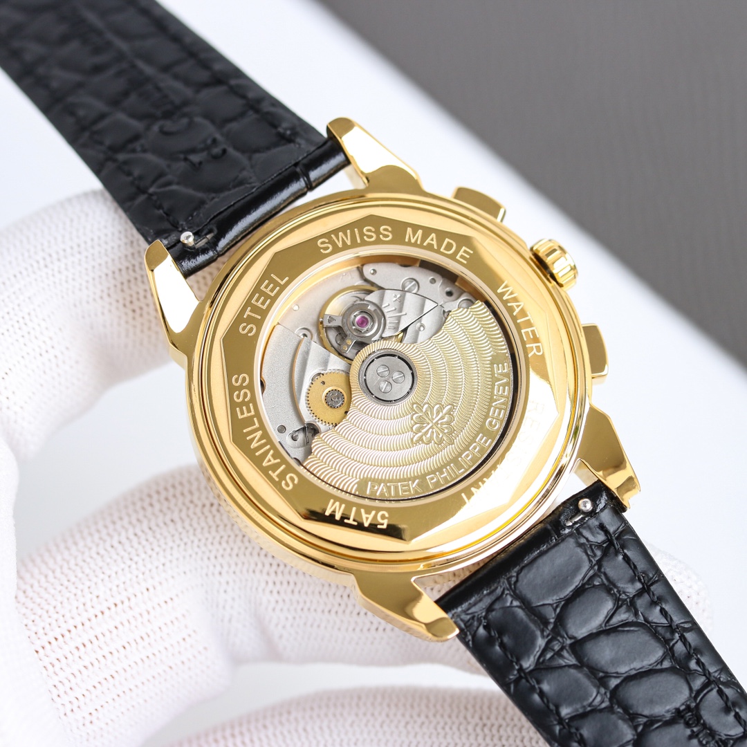 New model on the market 🔥Patek Philippe (actual photo) Patek Philippe is a noble work of art! Equipped with imported 9100 kinetic energy multi-functional 7-pin movement (0 repairs) â‘ Functions (kinetic energy, 24 hours, day of the week, stars, month/moon/sun) imported 316 stainless steel! Paired with Italian imported calfskin! Original folding buckle! ②⌚The dial uses a â•️ 7-pin design with Arabic numerals hidden in the inner ring, the highest version of the function, as a scale, which further shows the luxurious temperament of this watch! ③⌚Size 42mm - Image 8