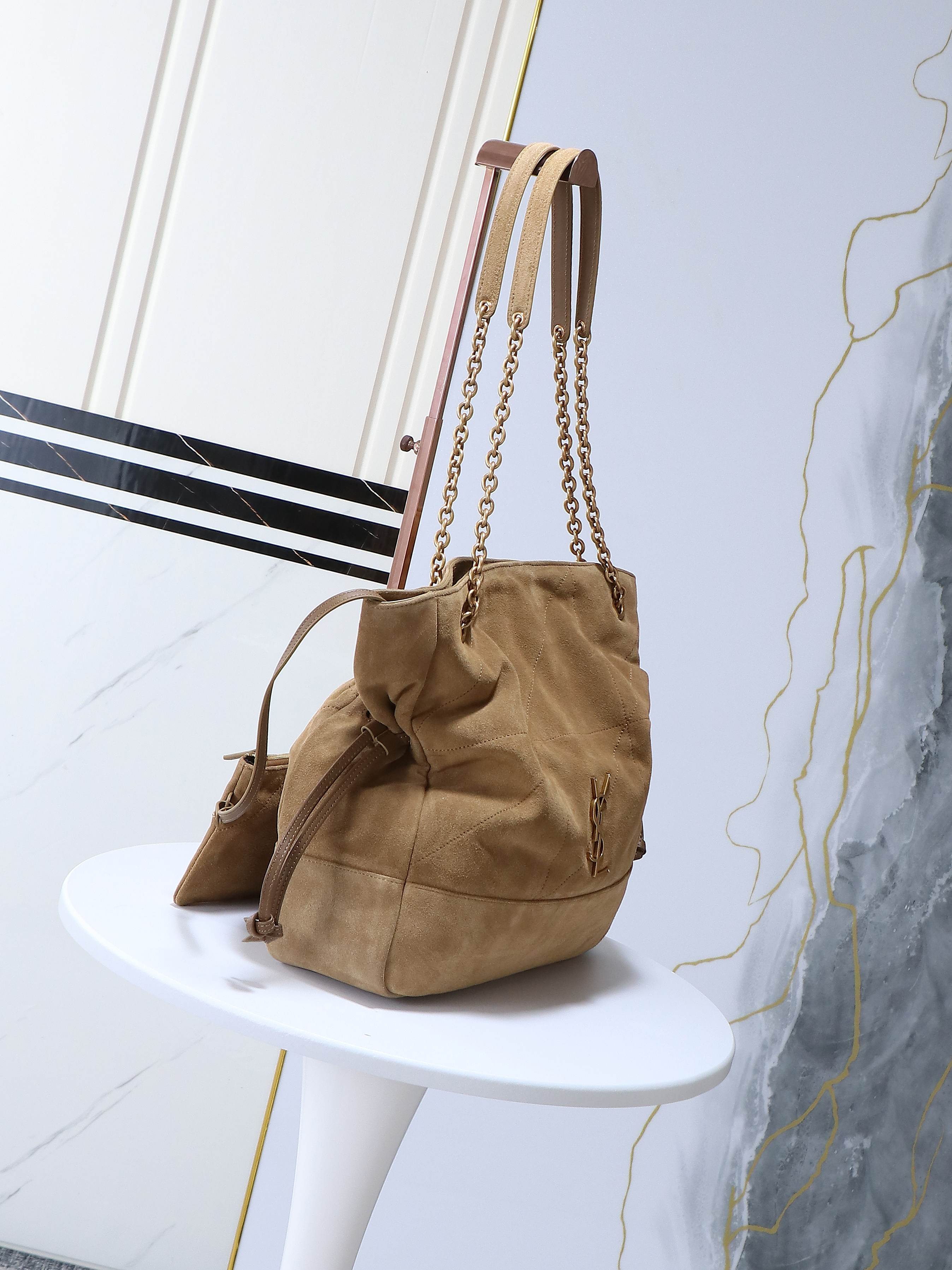 P¥1400👏 Suede model·Jamie 4.3 Large POCHON_Lucky bag bucket bag, soft suede and cowhide imported from Italy - Image 5