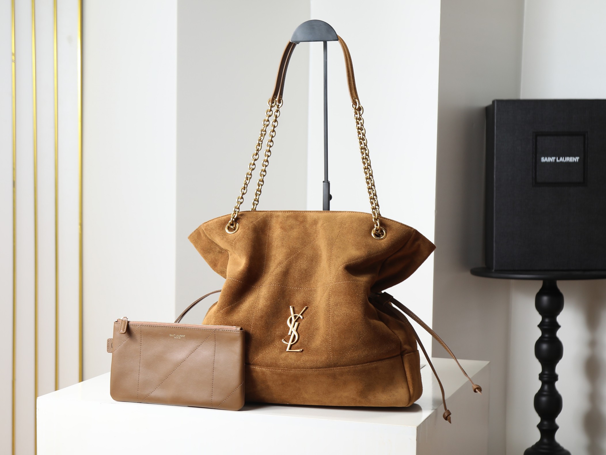 P¥1400👏 Suede model·Jamie 4.3 Large POCHON_Lucky bag bucket bag, soft suede and cowhide imported from Italy