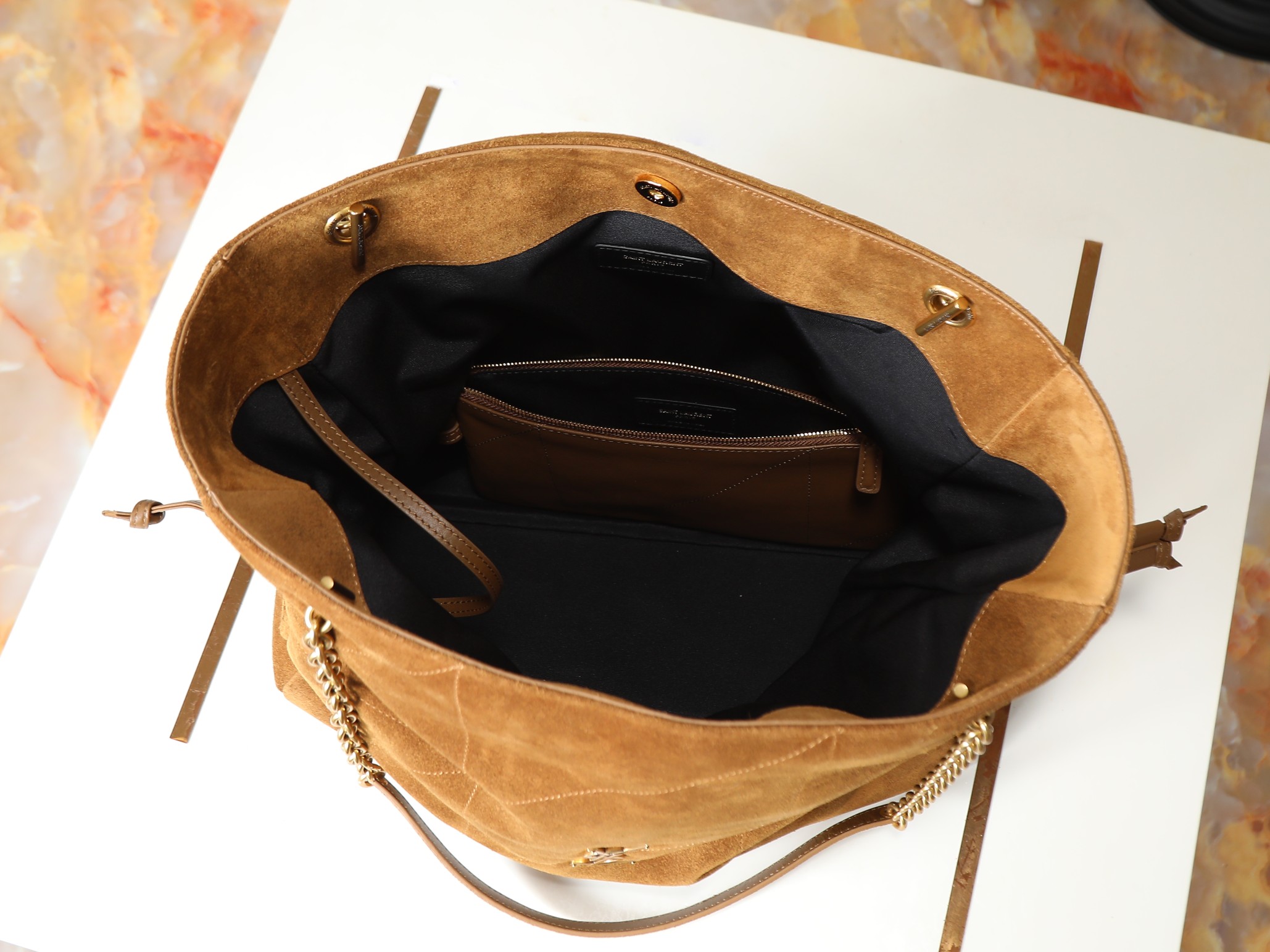 P¥1400👏 Suede model·Jamie 4.3 Large POCHON_Lucky bag bucket bag, soft suede and cowhide imported from Italy - Image 9