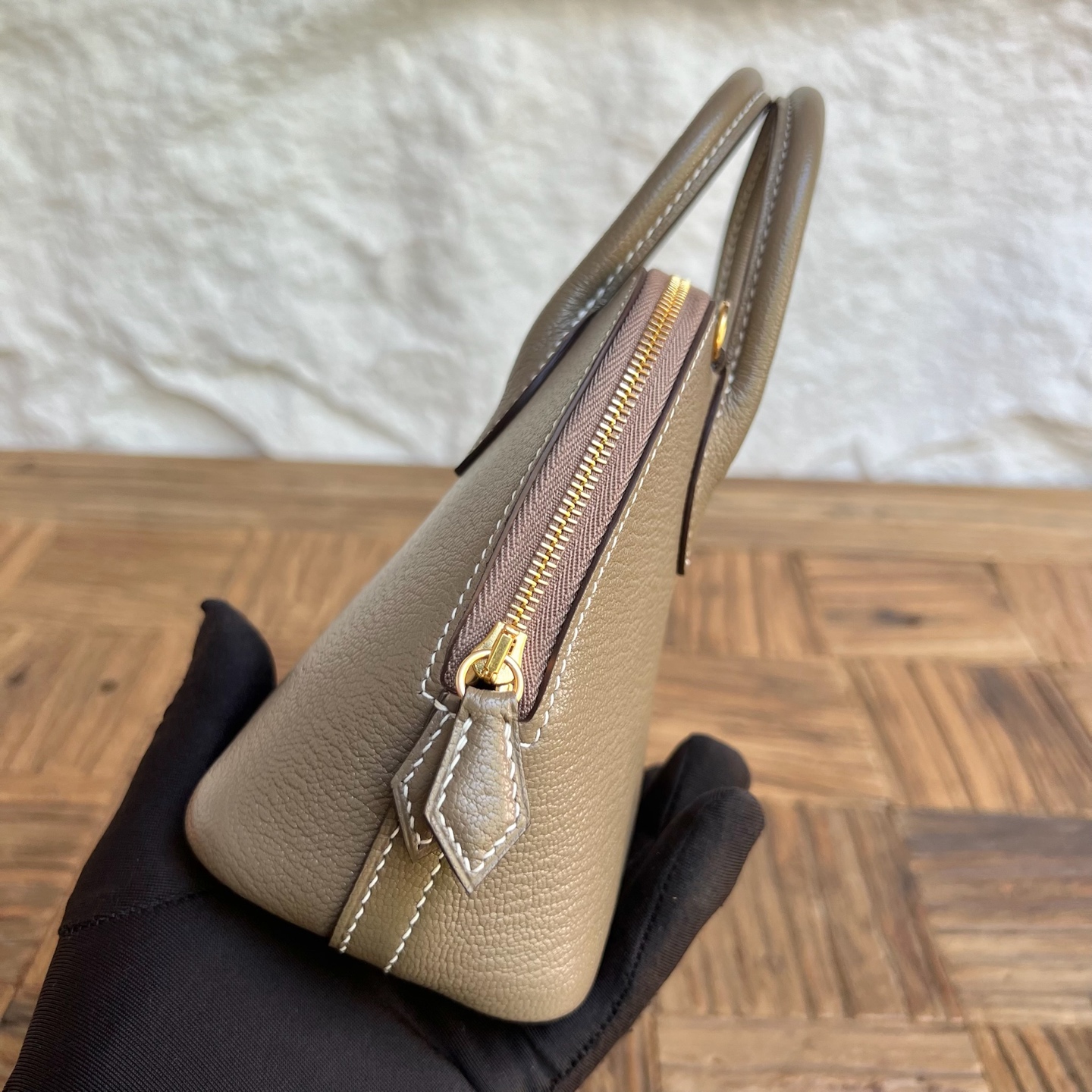 MiniBolide 20cm Chever Color: Ck18 elephant gray Etoupe Fully handmade wax stitching Gold buckle customized✈️ - Image 3