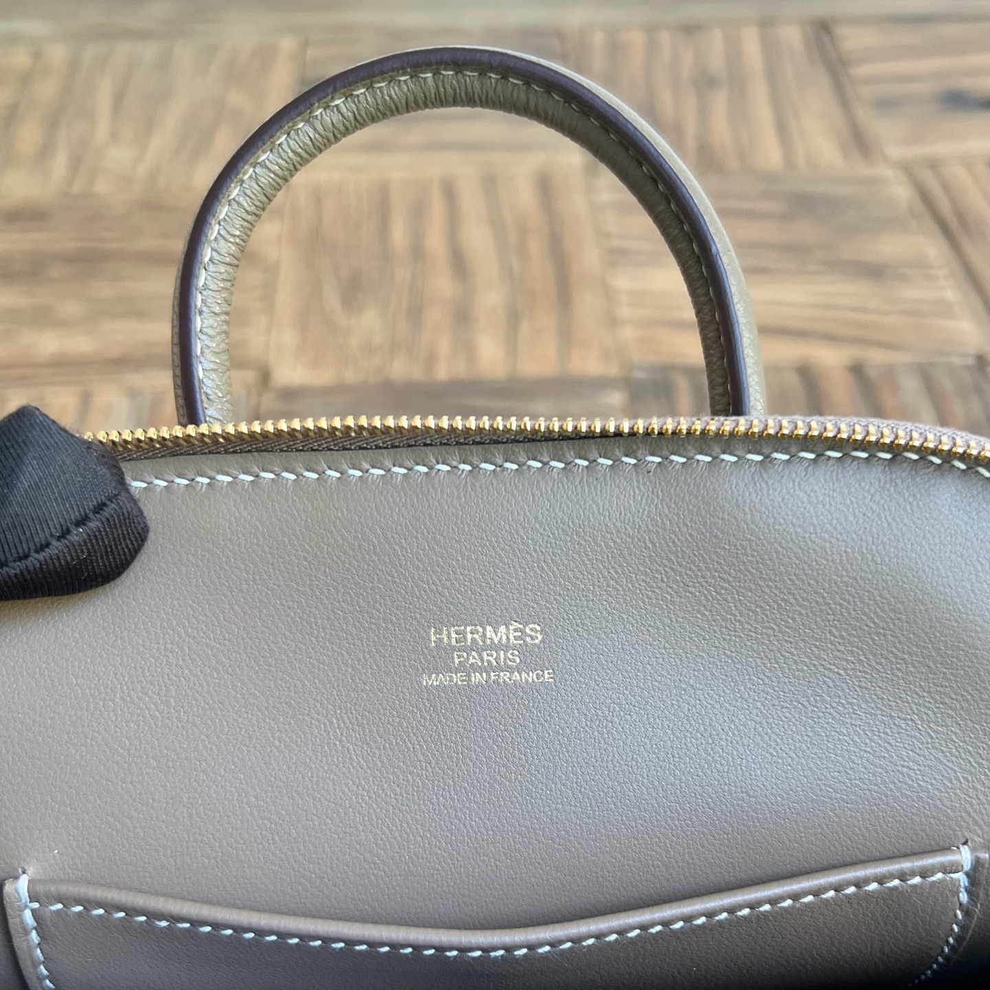 MiniBolide 20cm Chever Color: Ck18 elephant gray Etoupe Fully handmade wax stitching Gold buckle customized✈️ - Image 6