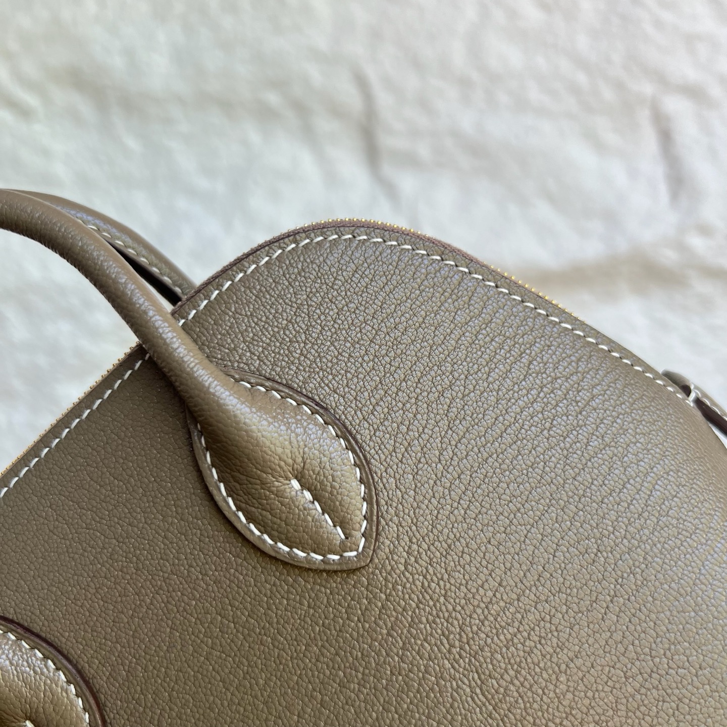MiniBolide 20cm Chever Color: Ck18 elephant gray Etoupe Fully handmade wax stitching Gold buckle customized✈️ - Image 8