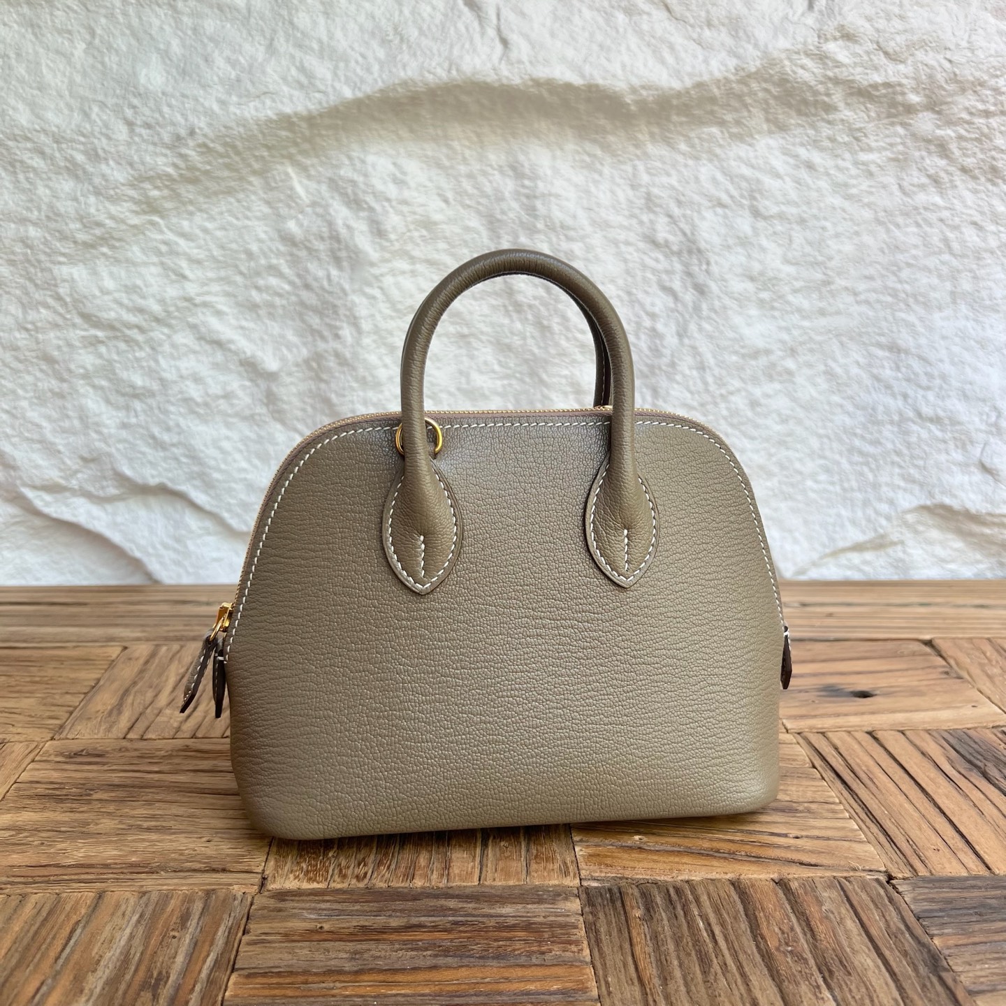 MiniBolide 20cm Chever Color: Ck18 elephant gray Etoupe Fully handmade wax stitching Gold buckle customized✈️ - Image 9